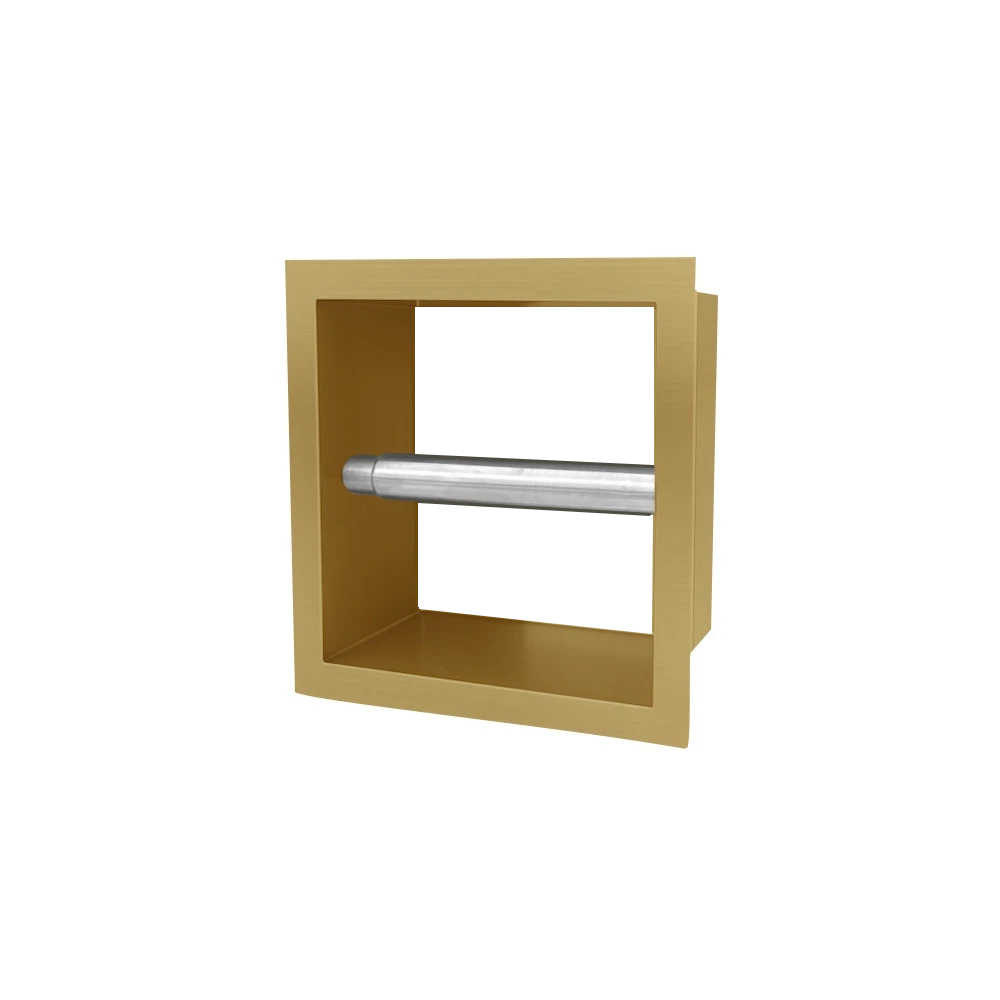 DutchLine - Losse Inbouw Toiletrolhouder - 160x160x122 - Geborsteld messing