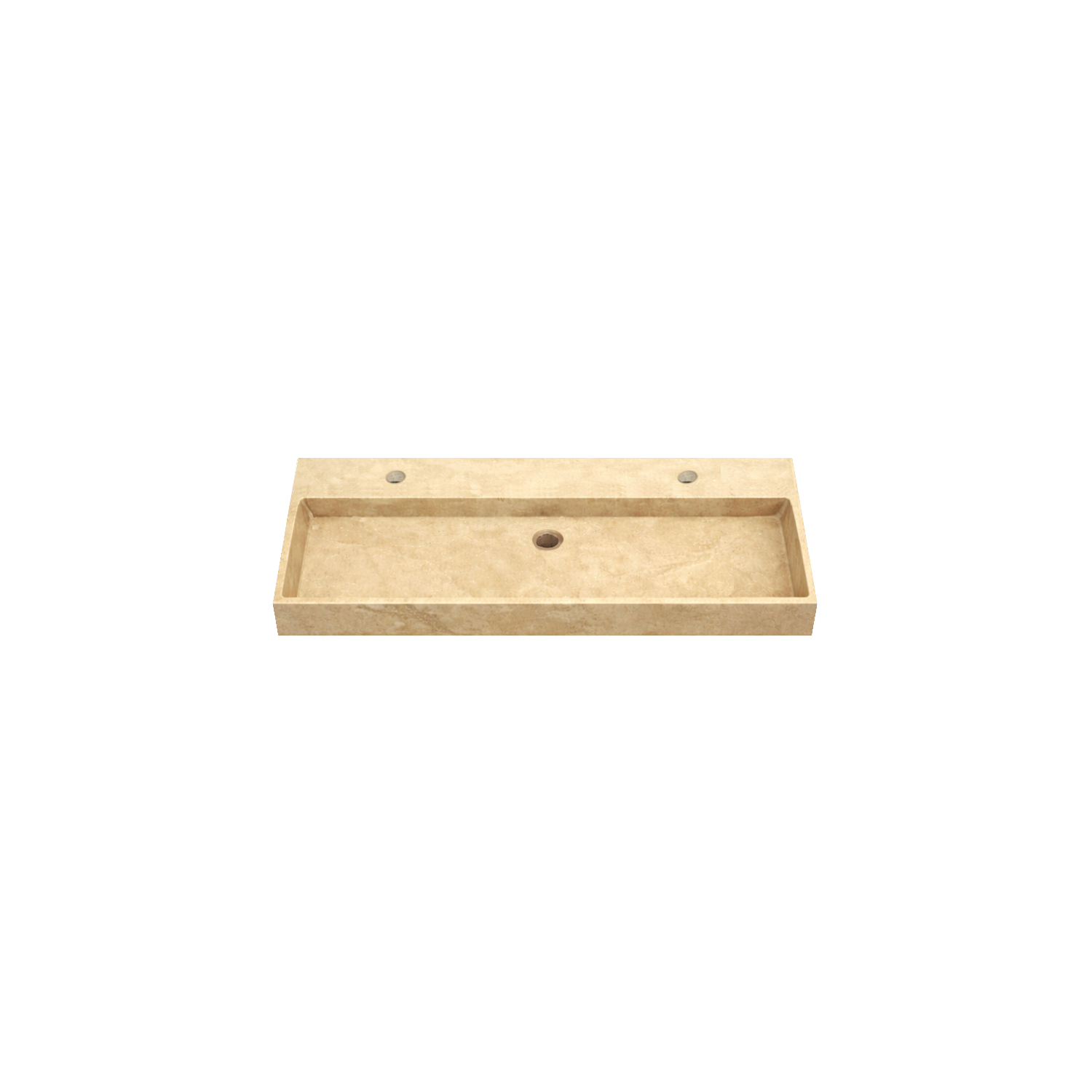 DutchLine - Travertin Wastafel - Gezoet - 2 Kraangaten - 1005x465x120