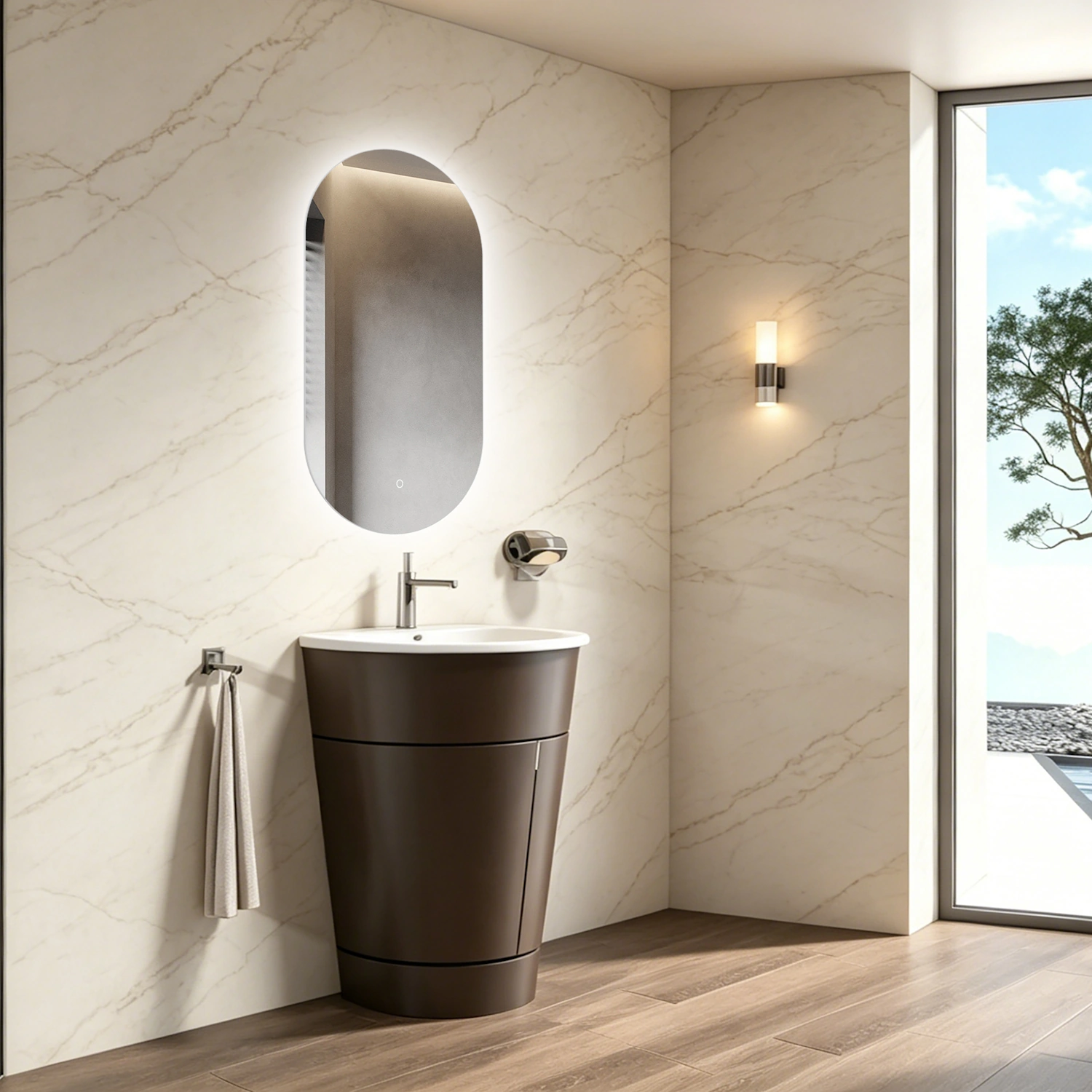 DutchLine - Alura Ovaal Luxe Indirecte Ledspiegel - 350x700mm