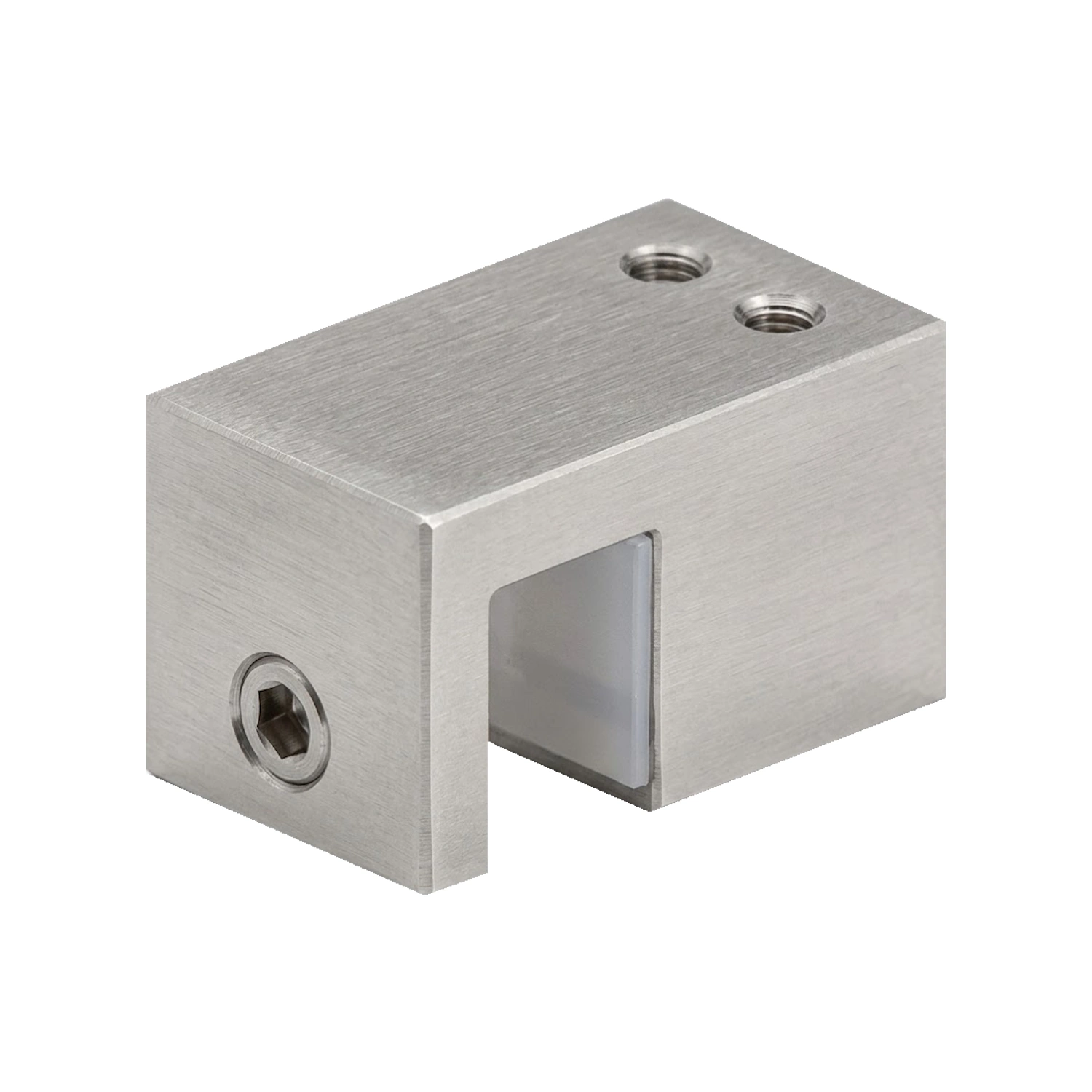 DutchLine - Haakse Glaskoppeling T.B.V. Stabilisatiestang - Geborsteld Staal - 23x23x40