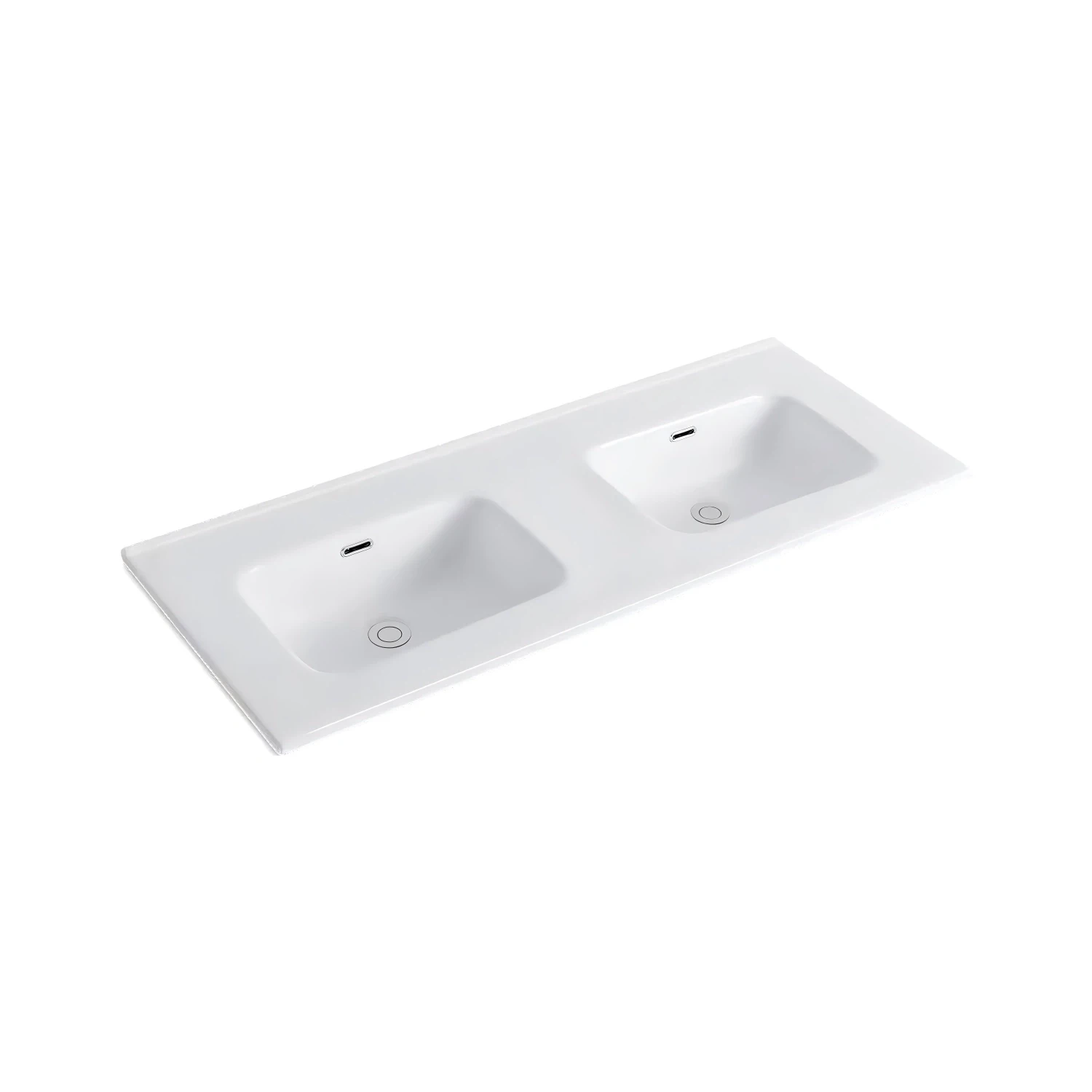 DutchLine - Keramische Wastafel OVI - Glans wit - Zonder Kraangaten - 2 Wasbakken - 1210x465x170mm - Glans Wit