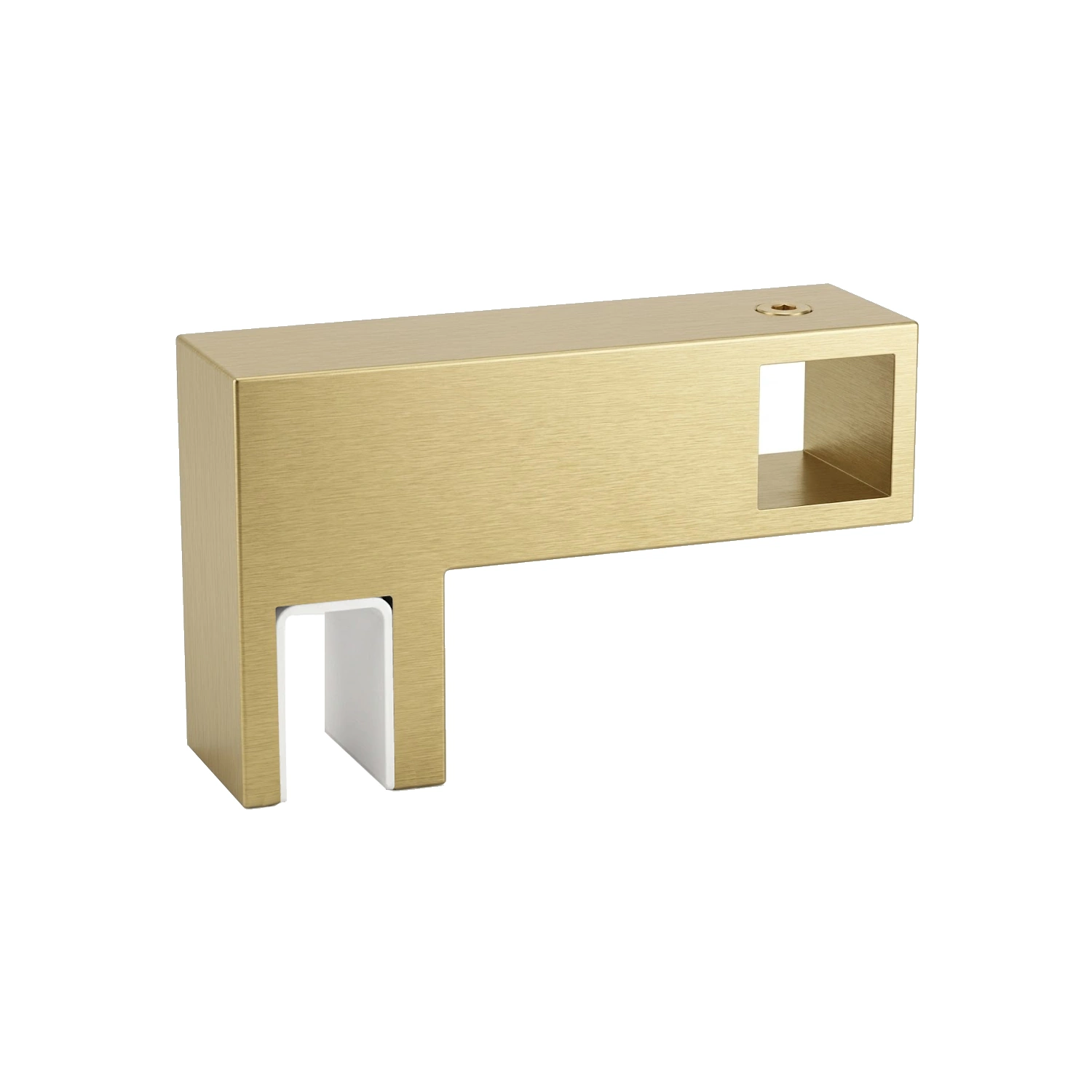 DutchLine - Zijkoppeling Voor Glasplaten T.B.V. Kokerprofielen - Geborsteld Messing - 22x45x75