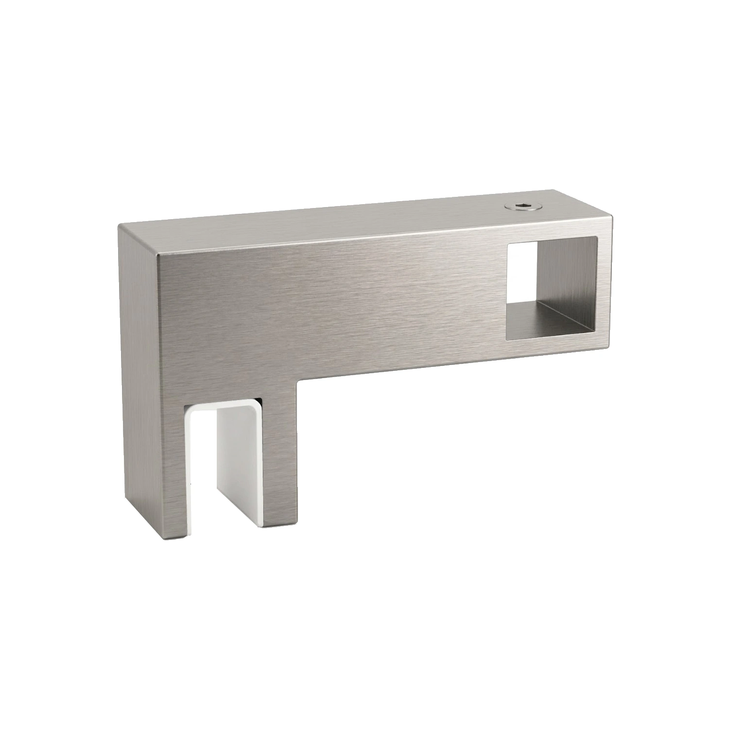 DutchLine - Zijkoppeling Voor Glasplaten T.B.V. Kokerprofielen - Geborsteld Staal - 22x45x75
