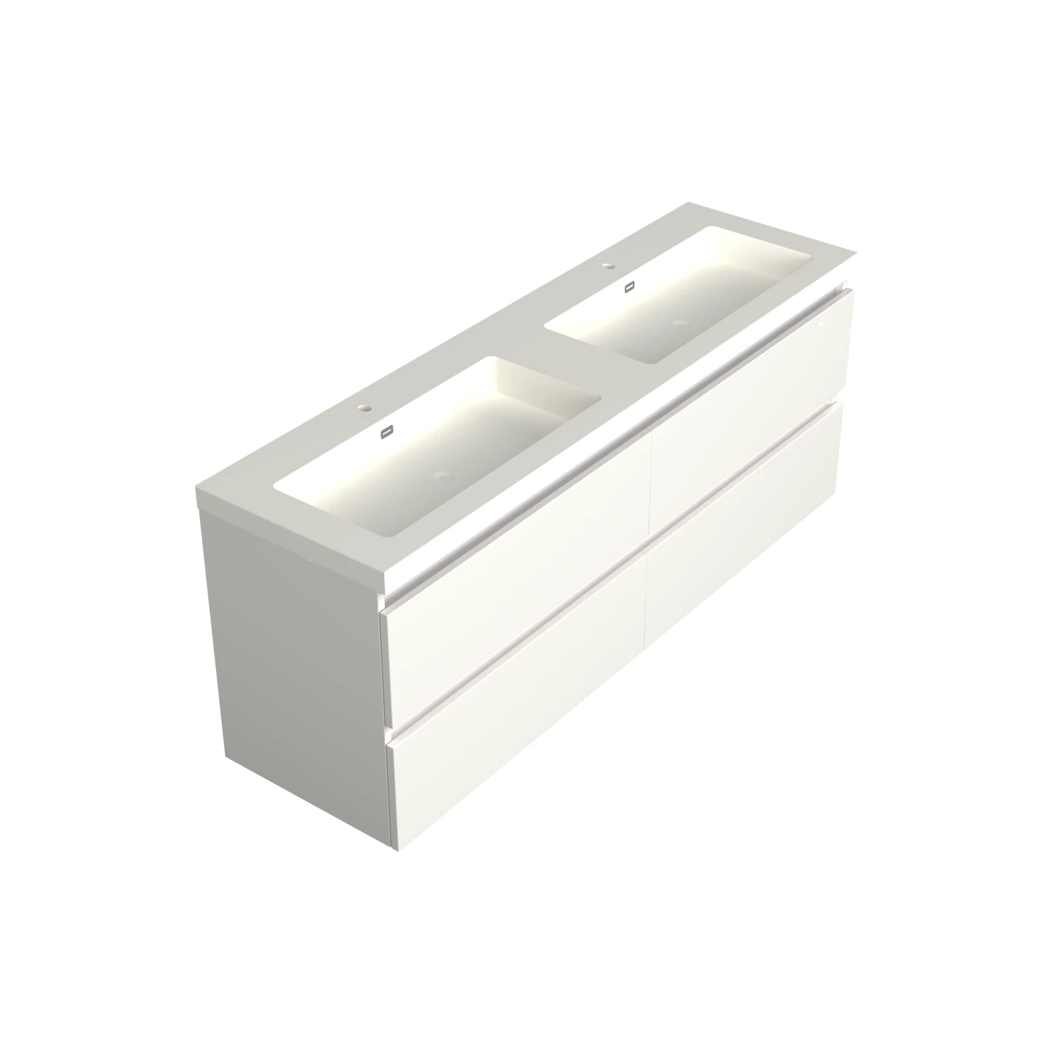Dutchline Badmeubel Onderkast - Glans Wit - 200x46cm - 4 Lades - 2 Uitsparingen - Glans Wit