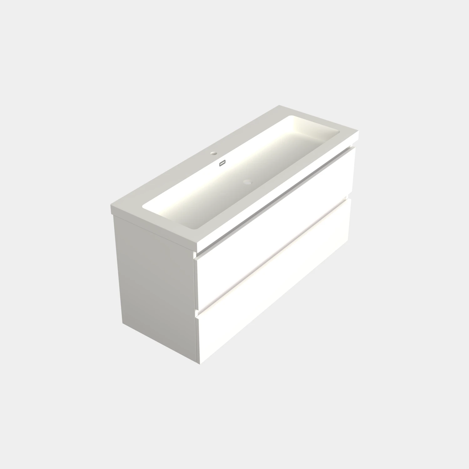Dutchline Badmeubel Onderkast Midden – Mat Wit – 120x46cm – 2 Lades – 1 Uitsparing - Mat Wit