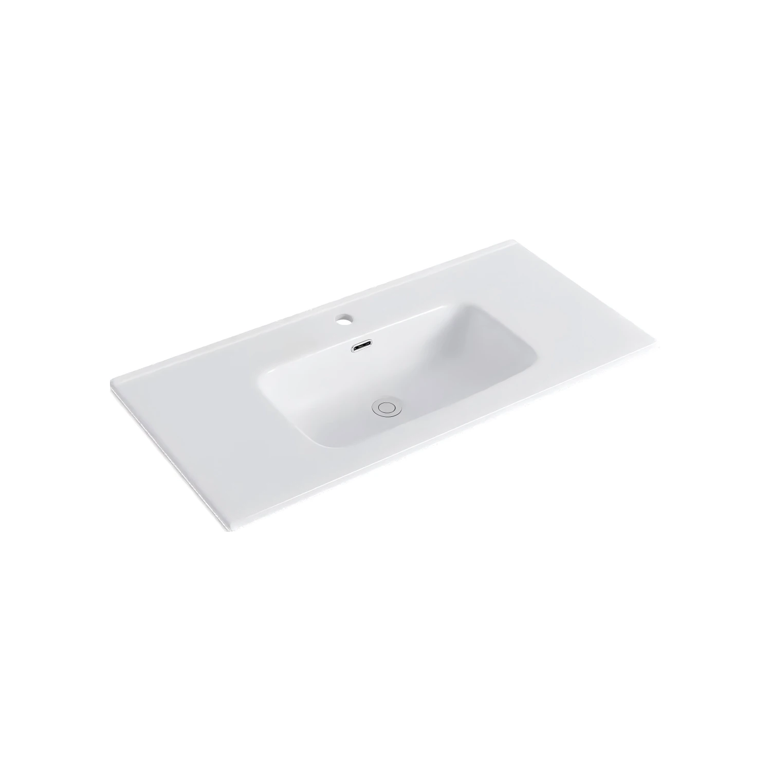 DutchLine - Keramische Wastafel OVI - Glans wit - 1 Kraangat - 1010x465x170mm - Glans Wit