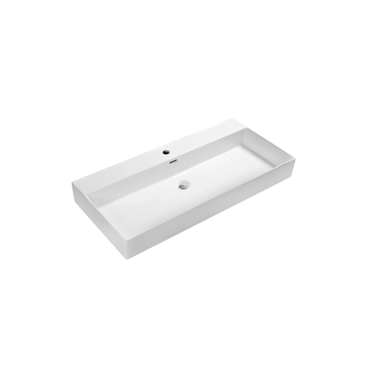 DutchLine - Tight Wastafel 100 - Glans Wit - 1 Kraangat - Glans Wit