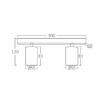 Braytron GU10 Opbouwspot - Zwart, 2x GU10 Fitting, Max 2x35W - Afbeelding 4