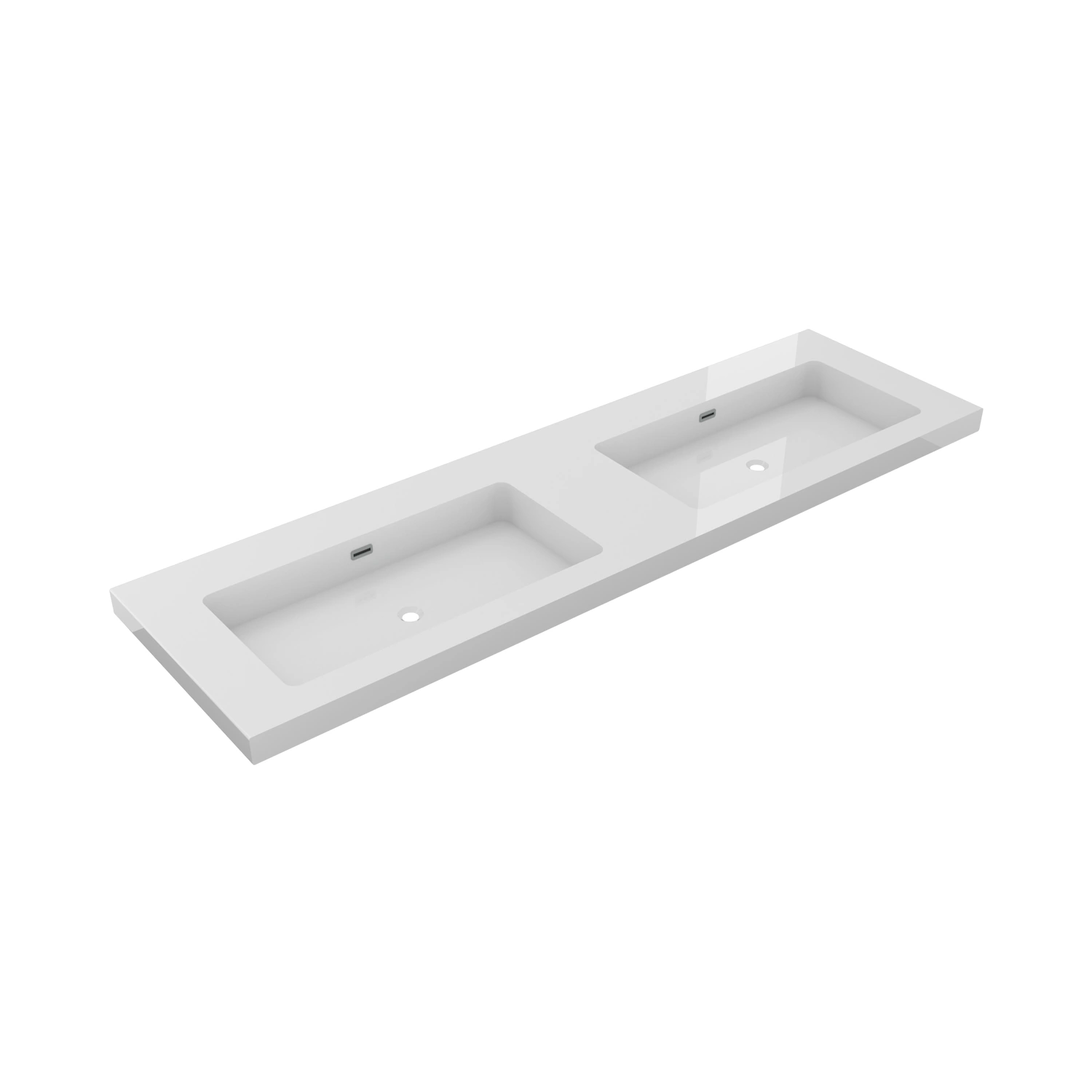 DutchLine - Atlanta 160 Dubbele Wasbak - Glans Wit - 0 Kraangaten