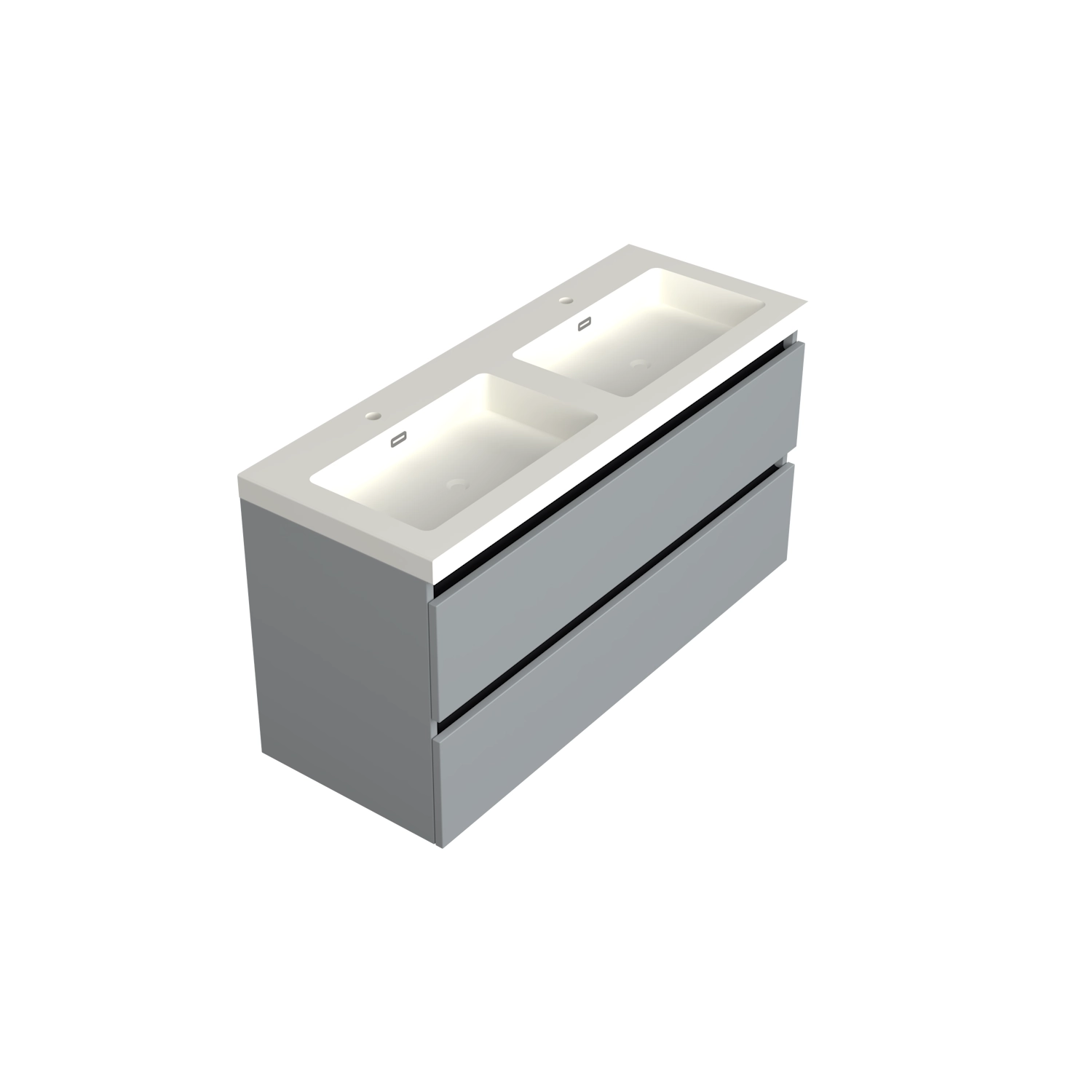 Dutchline Badmeubel Onderkast – Mat Grijs – 120x42cm – 2 Lades – 2 Uitsparingen