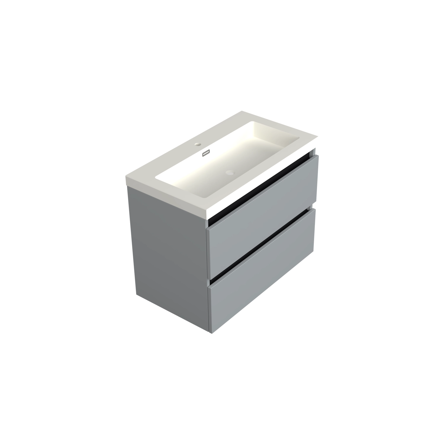 Dutchline Badmeubel Onderkast – Mat Grijs – 80x42cm – 2 Lades – 1 Uitsparing