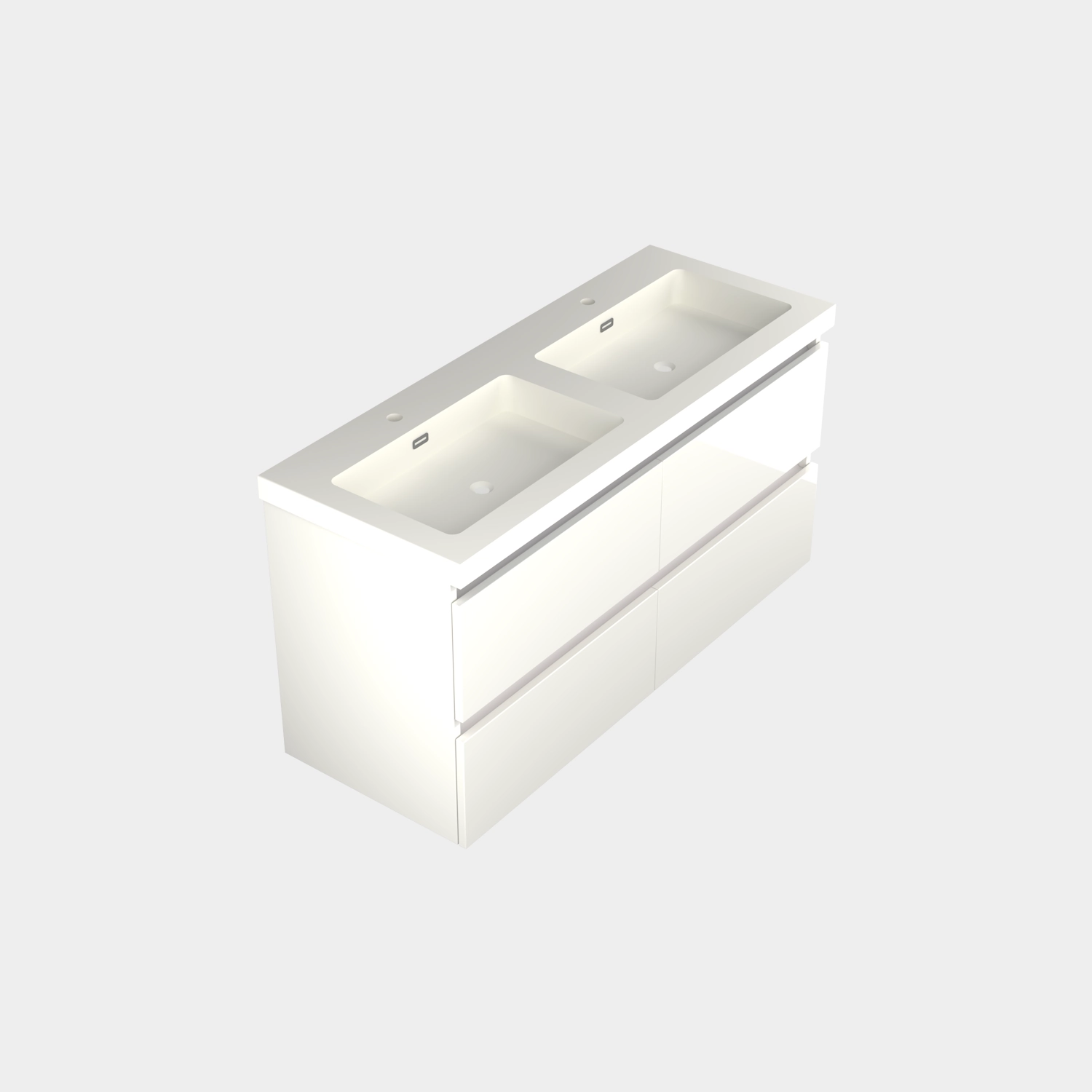 Dutchline Badmeubel Onderkast – Mat Wit – 120x42cm – 4 Lades – 2 Uitsparingen