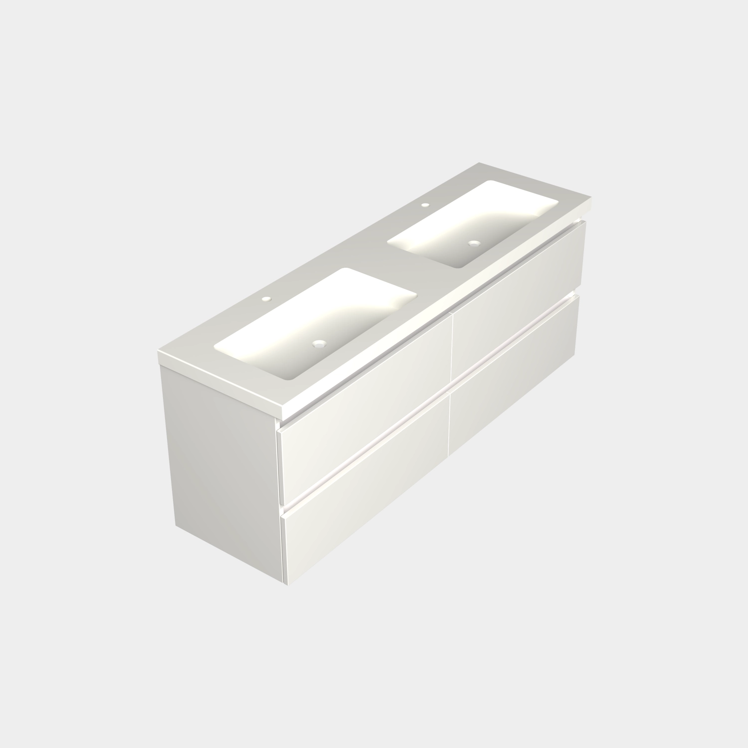 Dutchline Badmeubel Onderkast – Mat Wit – 160x42cm – 4 Lades – 2 Uitsparingen