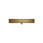 DutchLine - Douchegoot met flens en tegelrooster - Geborsteld Messing - 800x70mm
