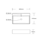 DutchLine - Tight Wastafel 60 - Glans Wit - Lijntekening